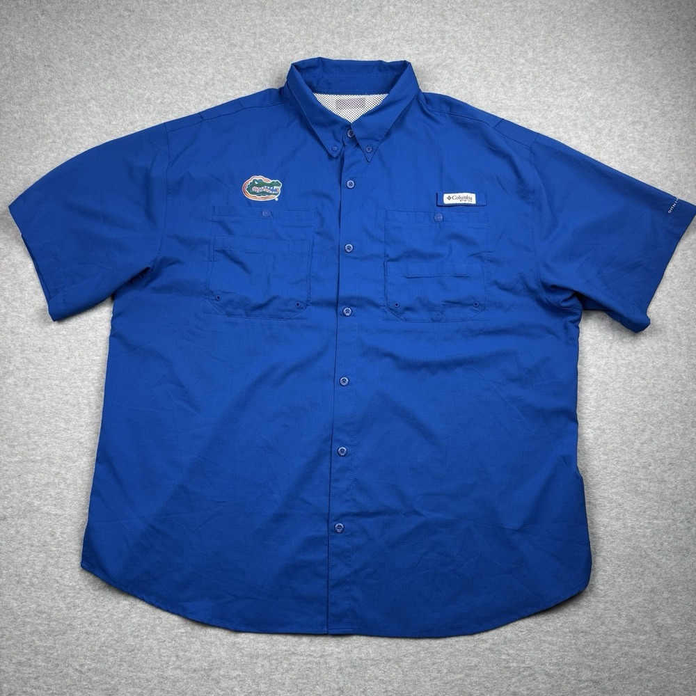 Columbia PFG Super Tamiami Mens XXL Florida Gators Button Down Shirt Omni Shade